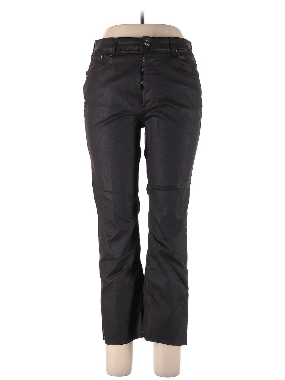 Zara Dark Brown Slim Wax Pant Straight Jeans